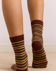 Chaussettes Rayures Choc et Vert Lime Damson Madder - Ex-voto