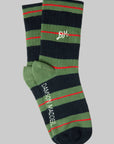 Chaussettes Rayures Damson Madder Olive et Bleu - Ex - voto
