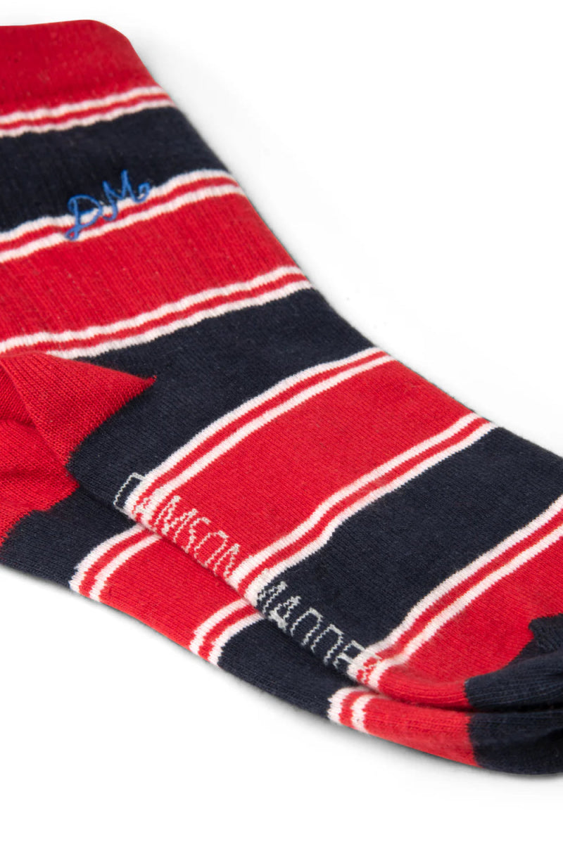 Chaussettes Rayures Damson Madder Rouge et Marine - Ex - voto