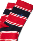 Chaussettes Rayures Damson Madder Rouge et Marine - Ex - voto