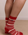 Chaussettes Rayures Rouges et Crèmes Damson Madder - Ex - voto