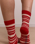 Chaussettes Rayures Rouges et Crèmes Damson Madder - Ex - voto