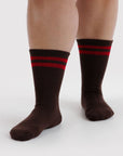 Chaussettes Ribbed Baggu Coffee Stripe - Ex-voto