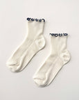 Chaussettes Ruffled Modal Le Bon Shoppe Blanc et Marine - Ex - voto
