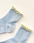 Chaussettes Ruffled Modal Le Bon Shoppe Bleu Poudre et Jaune - Ex - voto
