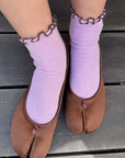 Chaussettes Ruffled Modal Le Bon Shoppe Lilas et Brun - Ex - voto