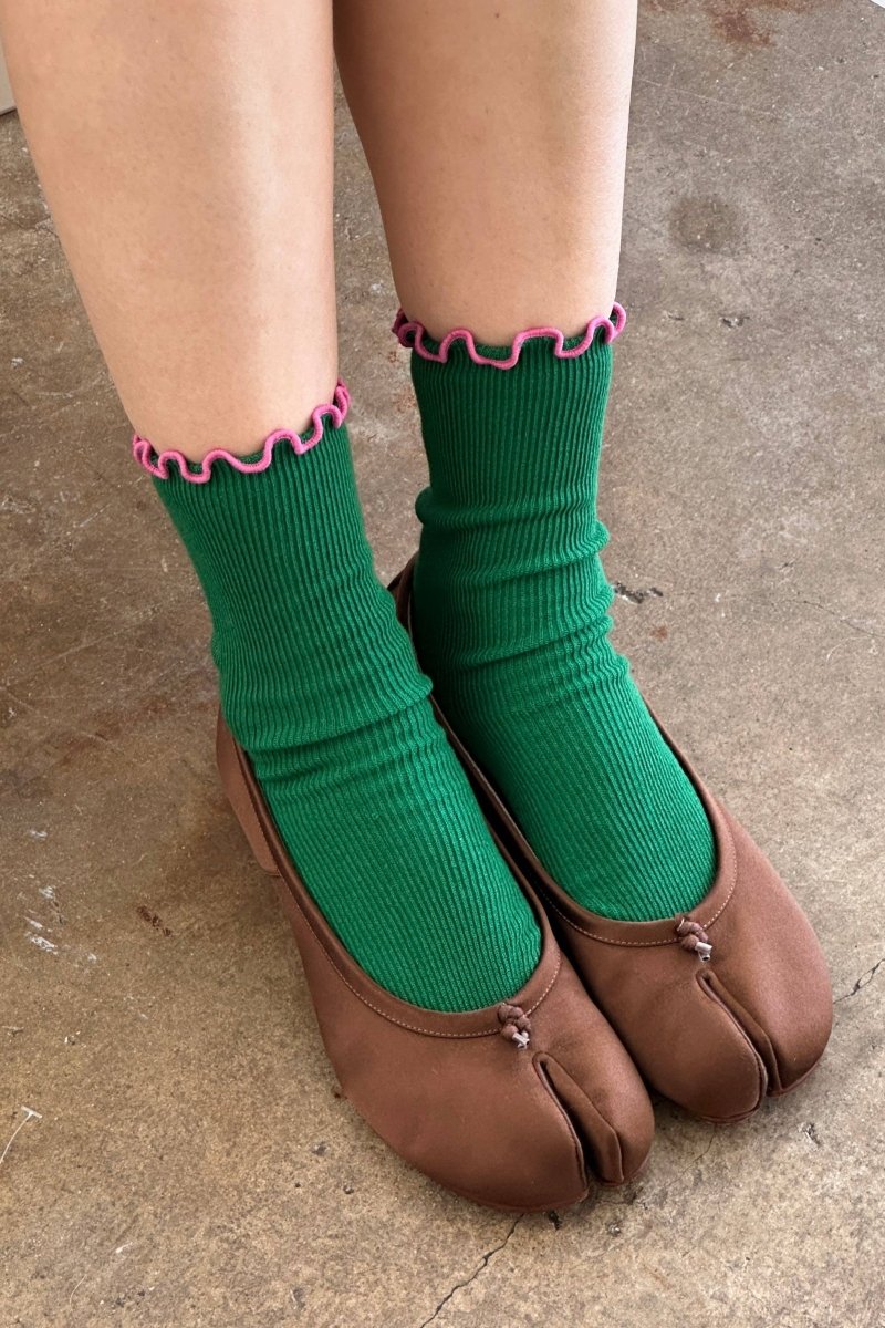 Chaussettes Ruffled Modal Le Bon Shoppe Spinach - Ex - voto