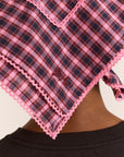 Fichu Triangulaire Carreaux Magenta Damson Madder - Ex-voto