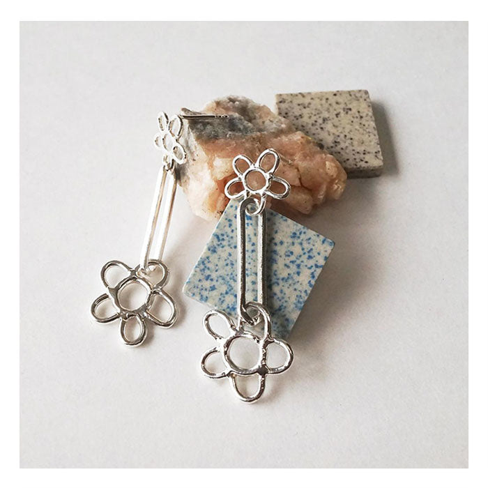 Marmo Double Flower Earrings