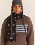 Foulard en Mérinos Réversible Pois Noirs et Gris Damson Madder - Ex-voto