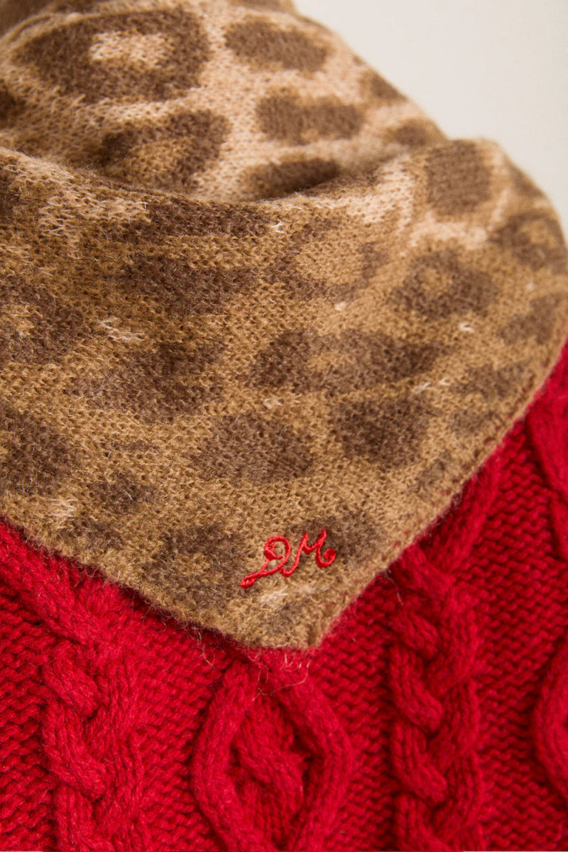 Foulard Triangulaire Damson Madder Léopard - Ex - voto