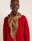 Foulard Triangulaire Damson Madder Léopard - Ex - voto