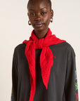 Foulard Triangulaire Damson Madder Pointelle Rouge - Ex - voto
