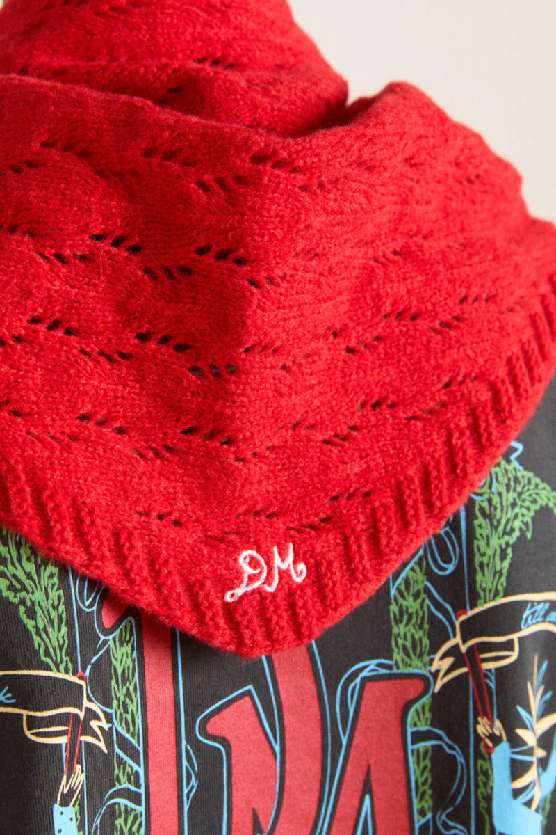 Foulard Triangulaire Damson Madder Pointelle Rouge - Ex - voto
