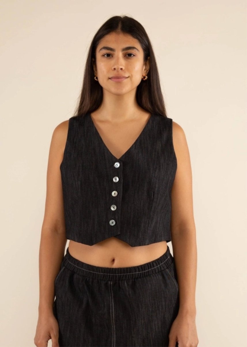 NLT Laney Black Denim Vest - Final Sale: No returns or exchanges