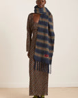 Grand Foulard Rayures Damson Madder Marine - Ex - voto
