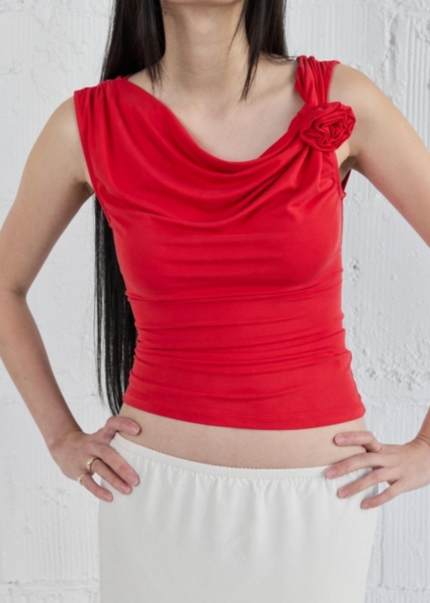 All Row Red Kacey Rosette Top – Ex-voto