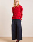 Haut Lilah Pointelle Rouge Rayure Damson Madder - Ex - voto