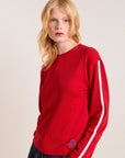 Haut Lilah Pointelle Rouge Rayure Damson Madder - Ex - voto