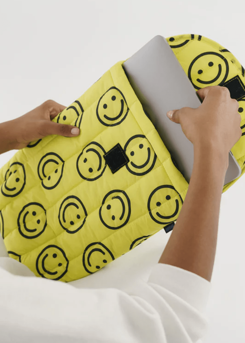 Baggu Happy Yellow Puffy Laptop Sleeve 16