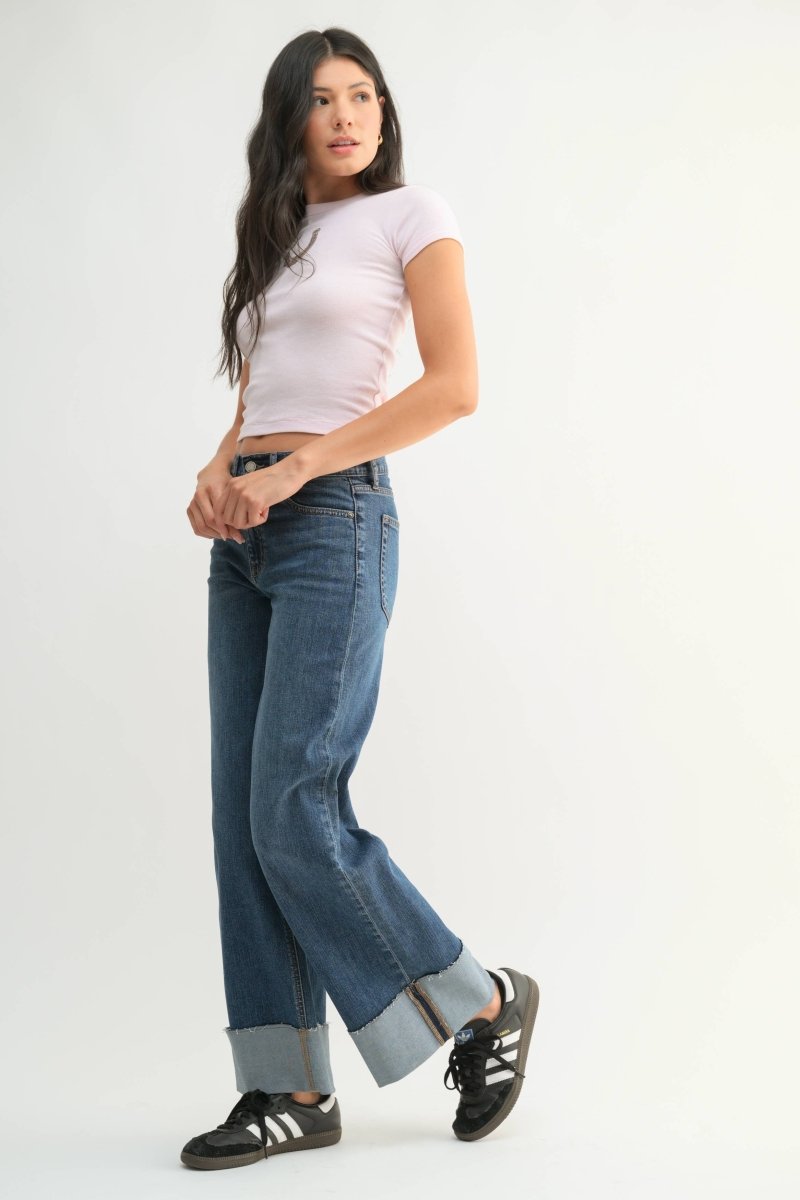 JBD Dark Denim Straight Cuffed Leg Jeans – Ex-voto