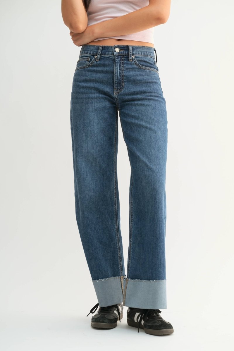 Jeans Droit Rebord Retourné Denim Foncé JBD - Ex - voto