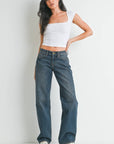 Jeans Taille Basse Jambe Droite Denim Foncé JBD - Ex - voto