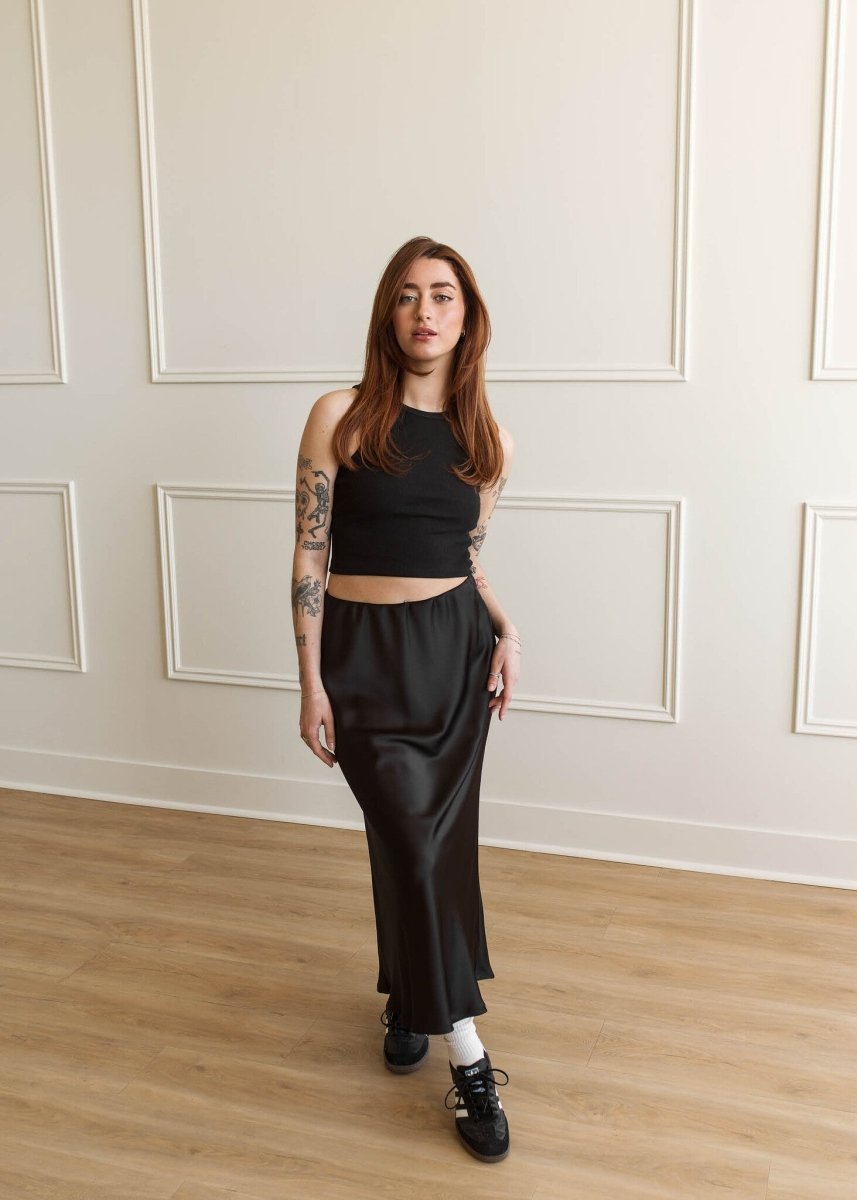 Jupe Ellie Noire Satin Dailystory - Ex - voto