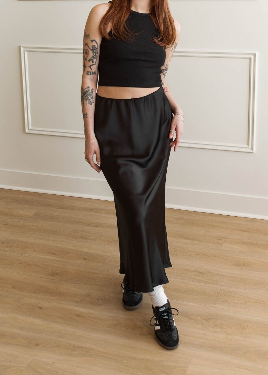 Jupe Ellie Noire Satin Dailystory - Ex - voto