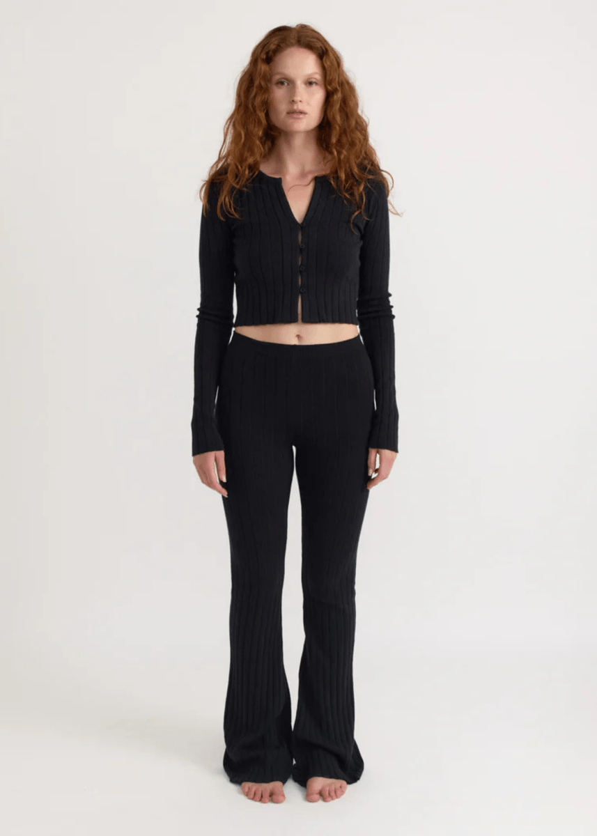 Organic Basics Black Core Rib Flare Leggings – Ex-voto