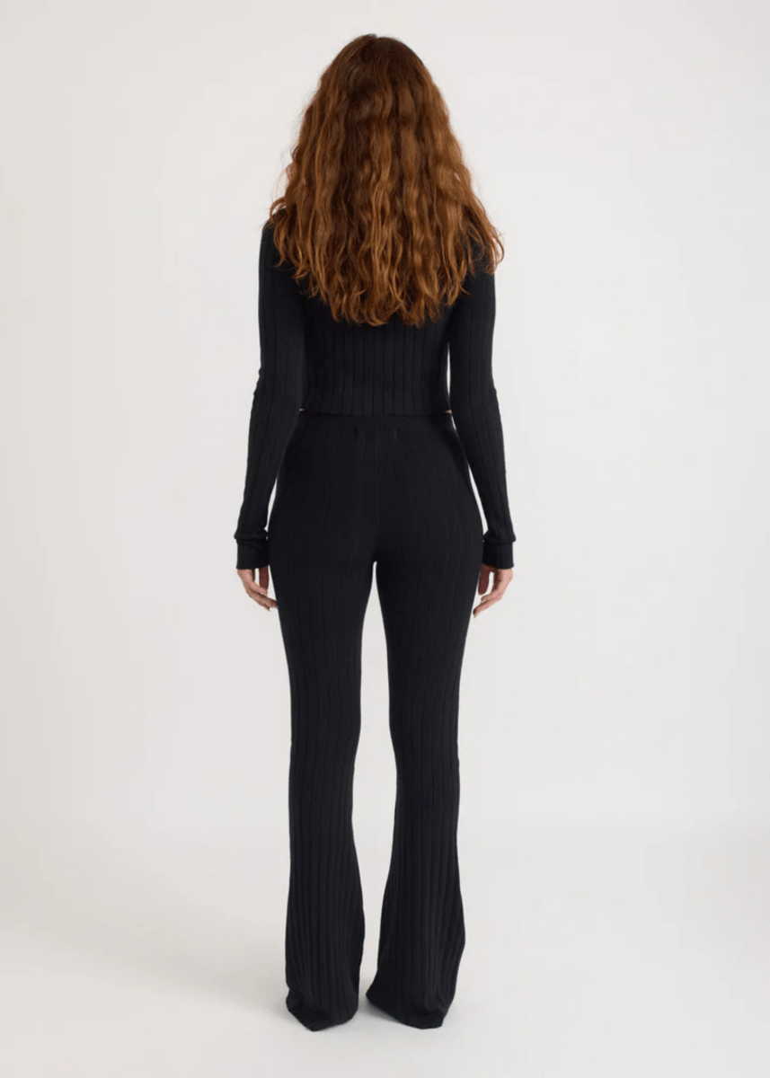 Leggings Rib Flare Core Organic Basics Noirs SOLDE - Vente Finale - Ex - voto