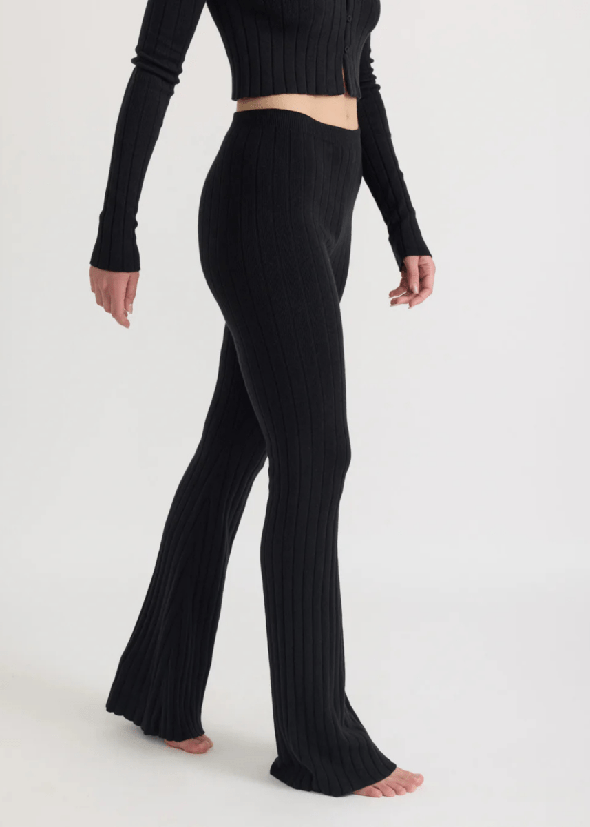 Leggings Rib Flare Core Organic Basics Noirs SOLDE - Vente Finale - Ex - voto