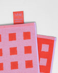 Linge Squares Lilas et Rouge WRAP - Ex - voto