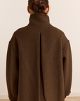 Manteau en Laine Agnès Chocolat Damson Madder - Ex-voto