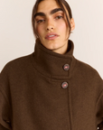Manteau en Laine Agnès Chocolat Damson Madder - Ex-voto