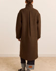 Manteau en Laine Agnès Chocolat Damson Madder - Ex-voto