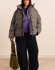 Manteau Puffer avec Capuchon Pearl Lyra Check Damson Madder - Ex-voto