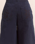 Pantalon Culotte Lotta Marine Damson Madder - Ex-voto