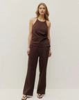Pantalon en Lin Rosie Cacao Kuwalla - Ex - voto