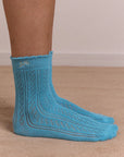 Paquet de 2 Paires de Chaussettes Pointelle Céleri et Aqua Damson Madder - Ex - voto