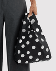 Petit Sac Réutilisable Baggu Métallique Noir à Pois Argentés - Ex-voto