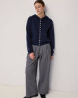 Pull à Capuchon Boutonné Grace Bleu Marin All Row - Ex-voto