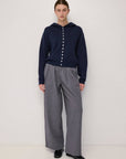 Pull à Capuchon Boutonné Grace Bleu Marin All Row - Ex-voto