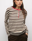 Pull Virginia Brun, Crème et Rouge All Row - Ex-voto