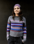 Pull Yesley Col Bateau Gris à Rayures Damson Madder - Ex-voto