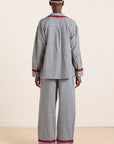 Pyjama 2 pièces Antonia Damson Madder Gingham Marine - Ex - voto