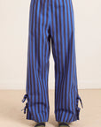 Pyjama 2 pièces Floki Damson Madder Rayures Chocolat et Bleues - Ex - voto