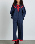 Pyjama 2 pièces Maria Marine et Rouge Damson Madder - Ex - voto