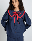 Pyjama 2 pièces Maria Marine et Rouge Damson Madder - Ex - voto