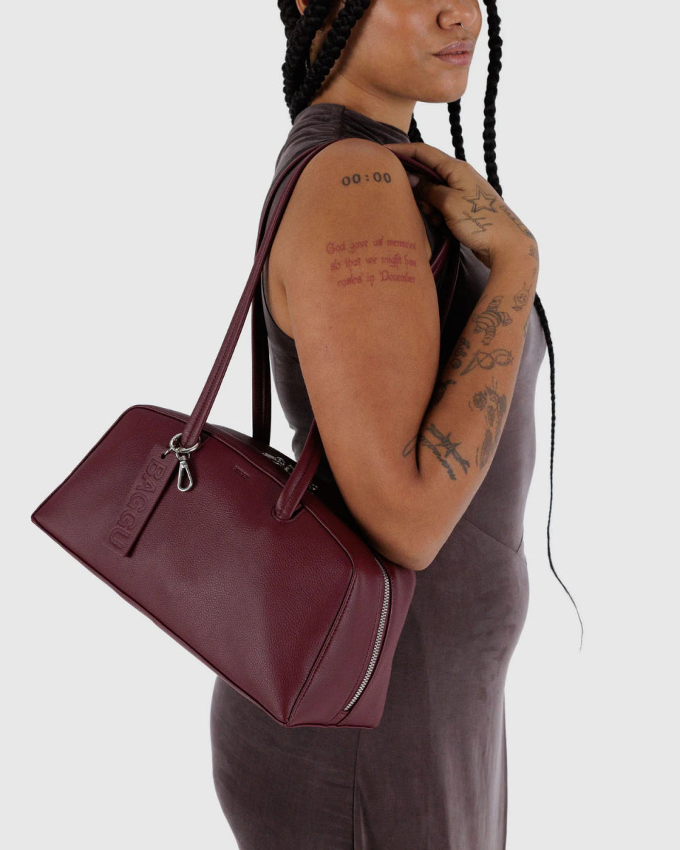 Baggu Mahogany Recycled Leather Bowler Bag - Final Sale: No